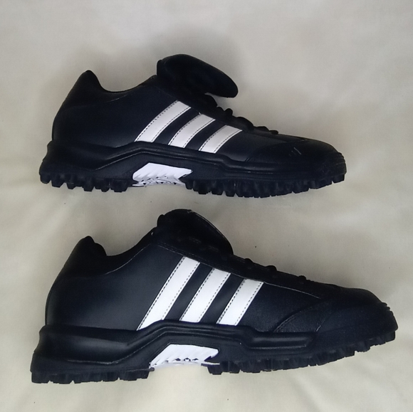 Adidas Softball Classic Black White Three Stripe Foldover Vekcro Tongue Sneaker - Picture 4 of 7